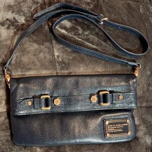 Marc By Marc Jacobs Blue Leather Crossbody Clutch Adjustable Removable Straps